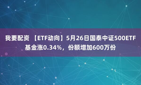我要配资 【ETF动向】5月26日国泰中证500ETF基金涨0.34%,份额增加600万份