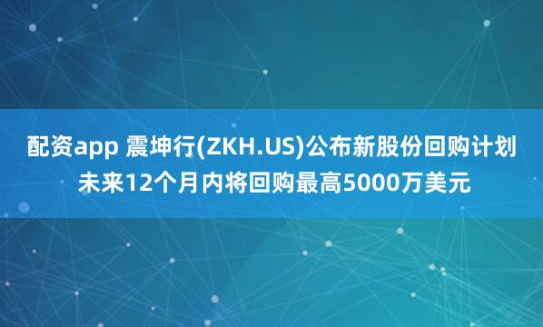 配资app 震坤行(ZKH.US)公布新股份回购计划 未来12个月内将回购最高5000万美元